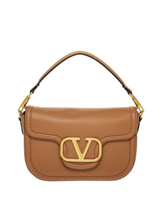 Valentino Garavani Handbags - Valentino Garavani Camel/Tan Leather Shoulder Bag with Gold V Logo